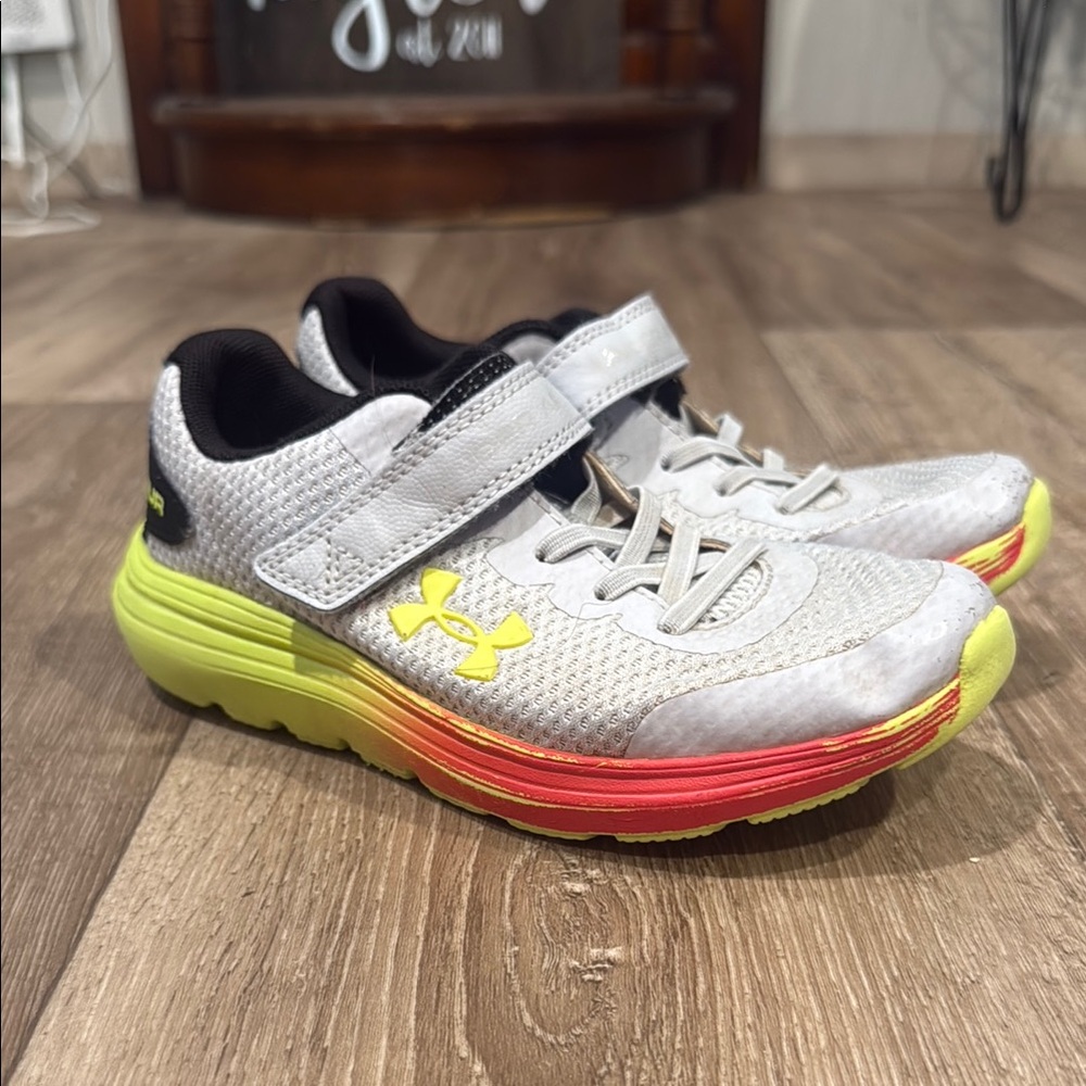 Under Armour Kids Sneakers - White and Neon Yellow
